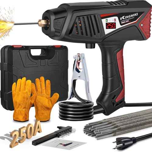 Handheld Welder, 110V 20-250A Adjust Portable Welder with Rotary Switch & Digital Display Welding Gun, 1/16-1/8" ARC Stick Welder, Handheld Welder Portable Welding Machine (Red)