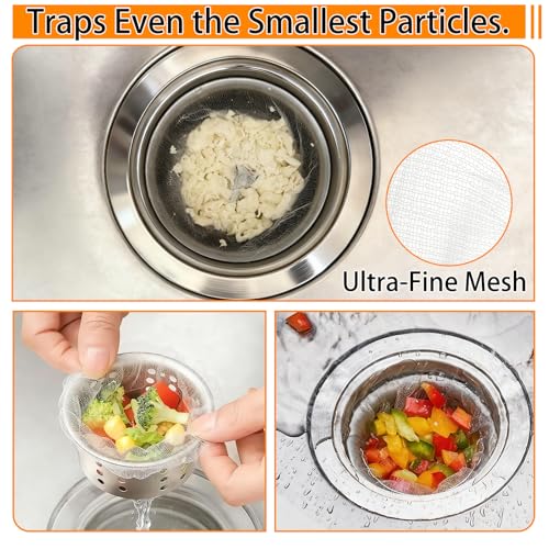Disposable Sink Drain Covers 400 Pack - Ultra-Fine Mesh Food & Hair Strainer Bags