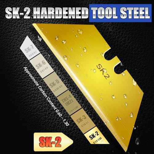 DIYSELF Box Cutter Blades, 50 Pack SK2 Utility Razor Blades Refills, Heavy Duty Utility Knife Blades for Box Cutter, Razor Blades Replacement with Plastic Case, Utility Knife Blades Refills