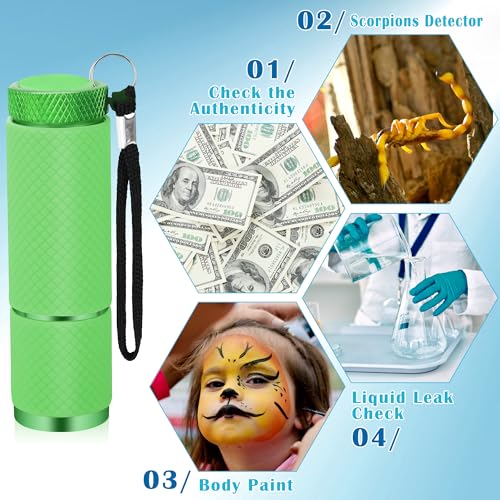 Coolrunner 3pcs Black Light Flashlight, U,V LED Flashlight, Portable Ultraviolet Light 395nm, Small Glow Flashlights with 9 LED U,V Lights for Pet Urine, Counterfeit, Scorpion Detection