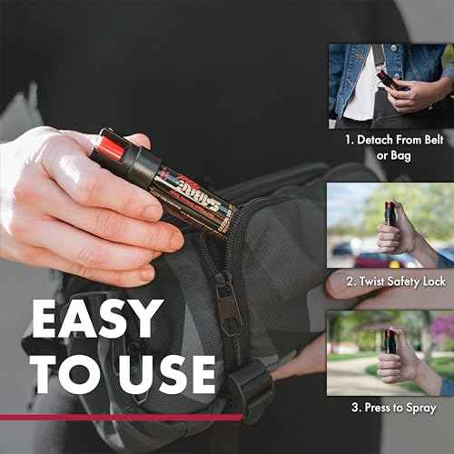 SABRE Pepper Gel with Attachment Clip, Protect Against Multiple Threats with 35 Bursts (5X The Competition), Gel is Safer, UV Marking Dye, Twist Lock Safety, 0.67 fl oz