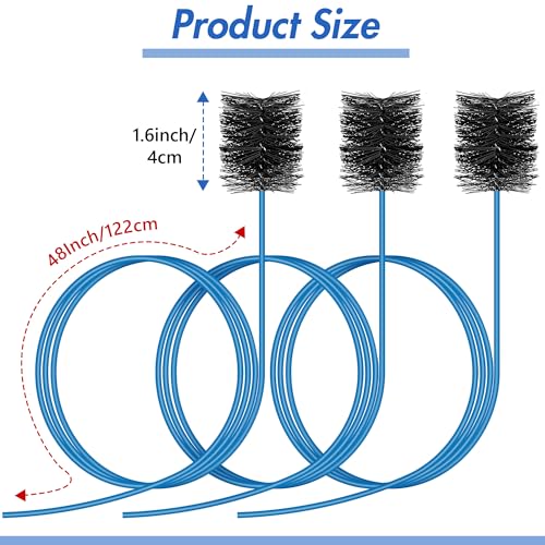48 Inch Blue Condensate Trap Drain Cleaning Brush - 3 Pack for HVAC & AC Systems