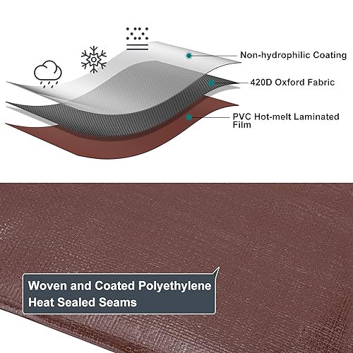 Patiobay 8x10 FT Heavy Duty Waterproof Brown Tarp 14 Mil - UV & Weather Resistant