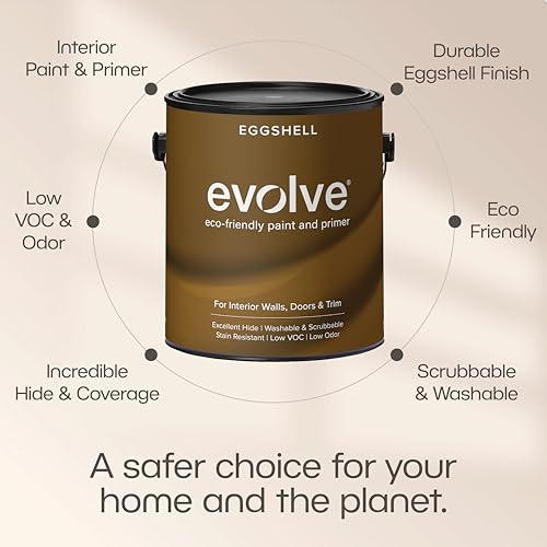 EVOLVE 1-Gallon Beach Beige Paint & Primer - Low Sheen, One-Coat Coverage, Interior & Exterior