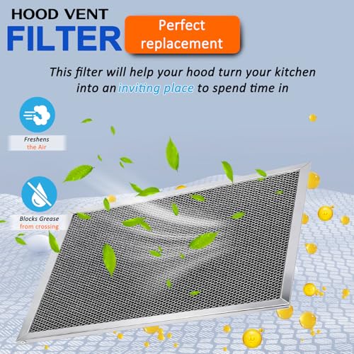 KeyTeam 2-Pack Stainless Steel Frame Range Hood Grease Filters 8.75 x 10.5 x 0.4 in, Aluminum Mesh with Activated Carbon