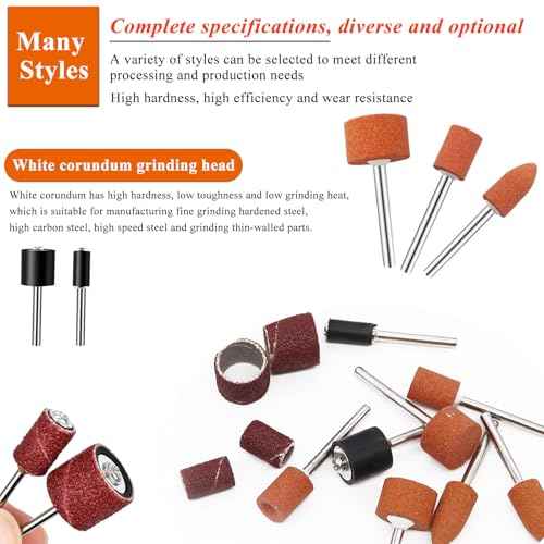 64Pcs Sanding Bits for Dremel Rotary Tools, 42Pcs Aluminum Oxide Grinding Stones Sanding Drill Bits (1/8 inch Shank) and Sanding Drums, Grinding Bits for Metal Rust Removal Polishing