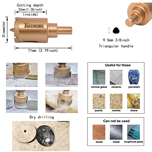 Brazed Diamond 1 inch Hole Saw with Center Drill Bit for Ceramic,Porcelain,Tile,Glass,Granite Quartz,Marble,Gemstone,Dry Drilling 25mm