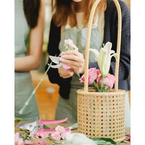 Pruning Shears for Gardening, 4 Pack Garden Scissors for Cutting Fresh Flowers, Floral Clippers for Plants, Fruits (Pink)