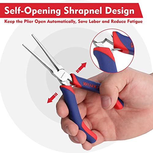 WORKPRO 6" Needle Nose Pliers (Smooth Jaw), Mini Long Nose Pliers with Comfort Grip Handles, Jewelry Pliers for Wire Wrapping, Crafts, Jewelry Making Supplies