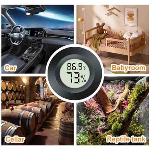 2 Pack Hygrometer Thermometer Digital Humidity Meter Indoor/Outdoor Humidity Monitor Reptile Thermo-Hygrometer for Greenhouse Humidors Terrarium Jars, Fahrenheit (¢µ) /Celsius(¡É) (2)