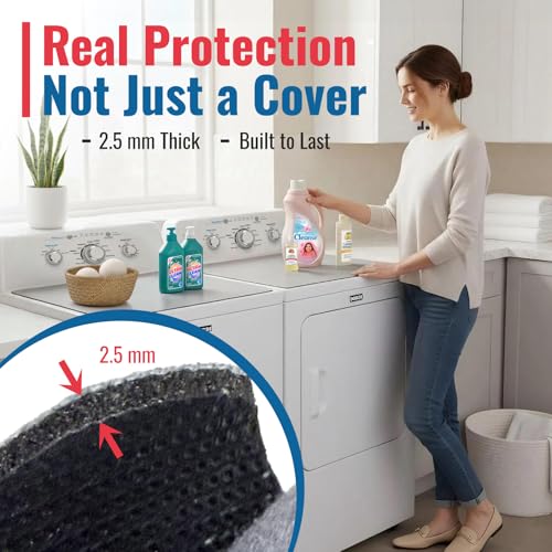 CSKY 25.5" x 17.5" Top Loader Washer & Dryer Cover, 1Pc Black - Includes Topper