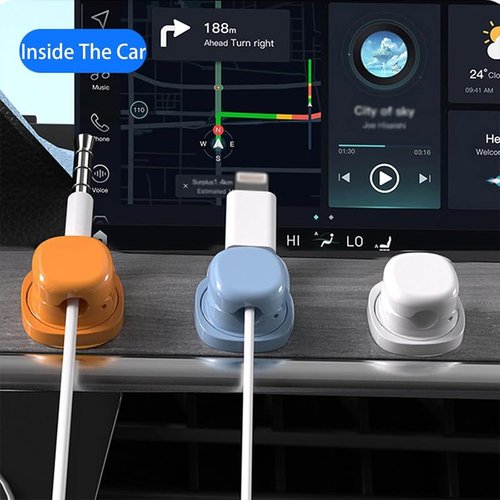 2025 Latest Rotating Cable Manager, 6 Pcs Cord Organizer Spring Cable Holder Clips - Desk Cable,360 Degree Rotation, Suitable for All Kinds of Desktops or Tile Walls (White)