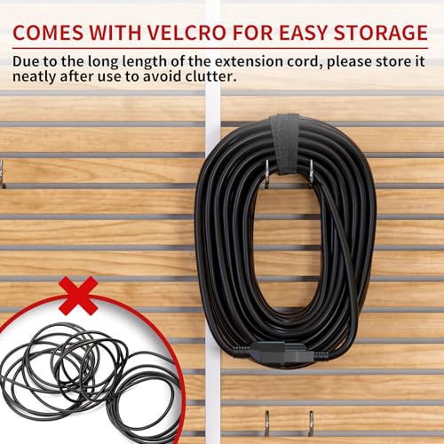 25FT Outdoor Waterproof Extension Cord 16/3 13A Black Heavy Duty Power Cable