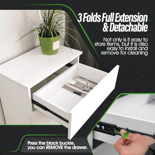 Baidice Black 10-Inch Full Extension Drawer Slides, Side Mount Pair