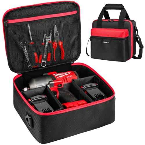 Impact Wrench Case Compatible with Milwaukee 2967-20/ Dewalt DCF900B/DCF891B/DCF961B/DCF899B Impact Wrench Kit,Tool Bag Compatible with Milwaukee Impact Battery and Charger,Bag Only