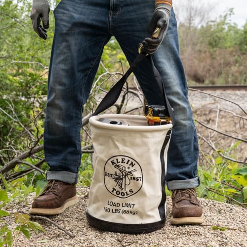 Klein Tools 5109SLR Canvas Tool Bucket with Plastic Bottom, 150 lb Load