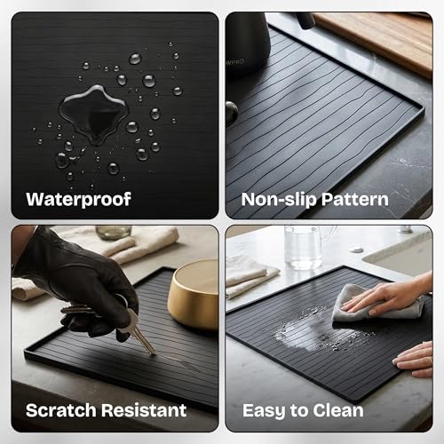 Encanto Luxe 2PC 25x25 Dark Grey Washer & Dryer Topper Protector Mat