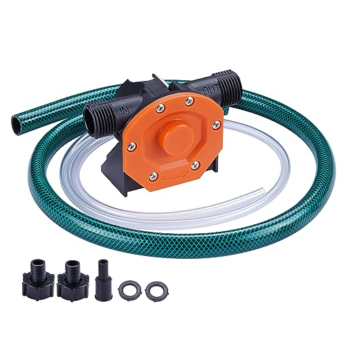 Orange Self Priming Water & Oil Transfer Drill Pump Kit - Hand Power Tool Attachment