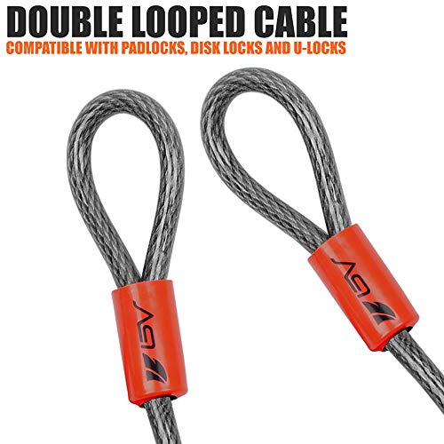 BV Heavy-Duty 15FT Braided Steel Security Cable with Loops - Weatherproof & Cut-Resistant