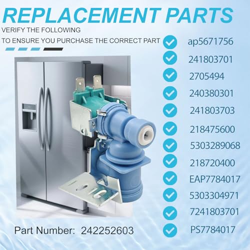 242252603 Refrigerator Ice Maker Water Inlet Valve for Frigidaire