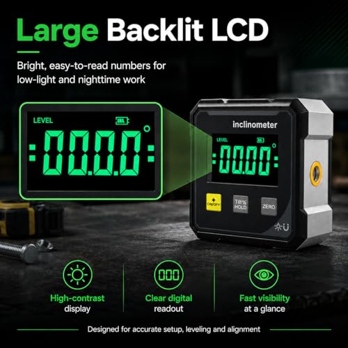 AKELOR M 4-Sided Magnetic Digital Laser Angle Finder Inclinometer