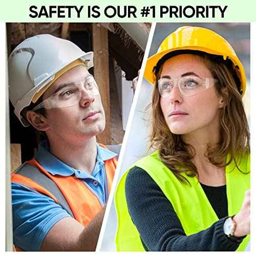TICONN Clear Safety Glasses for Men, Safety Goggles with Scratch Impact Resistant Meets ANSI Z87.1 Standard