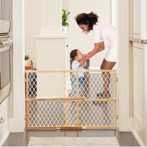 Toddleroo by North States Wooden Baby Gate - Adjustable Pressure Mount, 26.5-42 Inches Wide, 23 Inches Tall, Easy Install