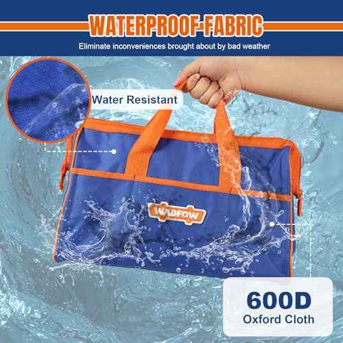 WTG3A16 16-inch Tool Bag,Multi-Pockets Tool bag with Waterproof Material and Wide Mouth Design,for Professional and Daily Use,Blue and Orange