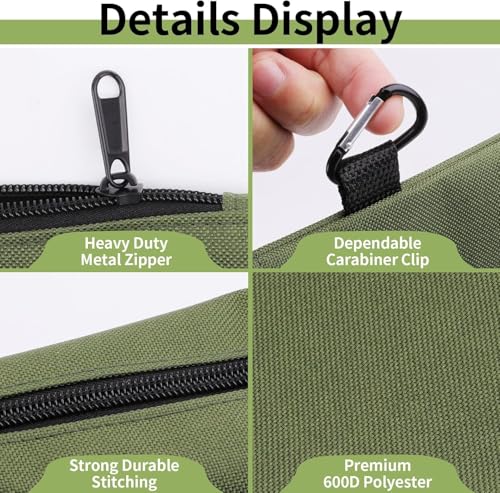 Multicolored 12 Inch Zipper Tool Pouches Set of 3 with Flat Bottom and Carabiners