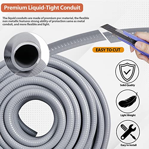 Neorexon 1/2 Inch 25ft Liquid-Tight Conduit Kit UL Certified Flexible PVC