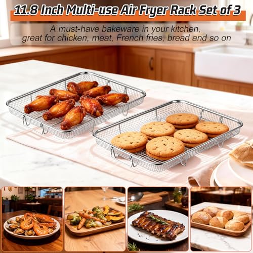 P&P CHEF 11.8 In Air Fryer Basket Set (3 Pieces) for Oven & Air Fryer, 11.8 x 9 x 2 Inches
