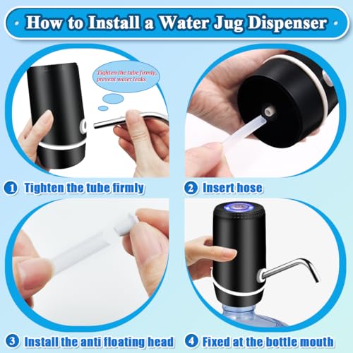 Beyio Black Electric Water Dispenser for 5 Gallon Bottle, Portable & Rechargeable
