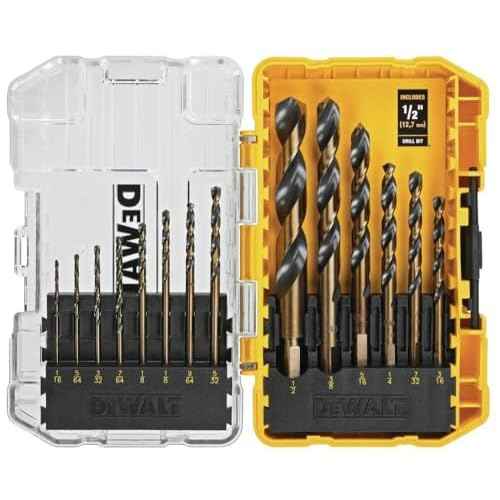 DEWALT Drill Bit Set, 3-Flats Shank,14-Piece, 135 Degree Split Point, for Plastic, Wood and Metal (DWA1184)
