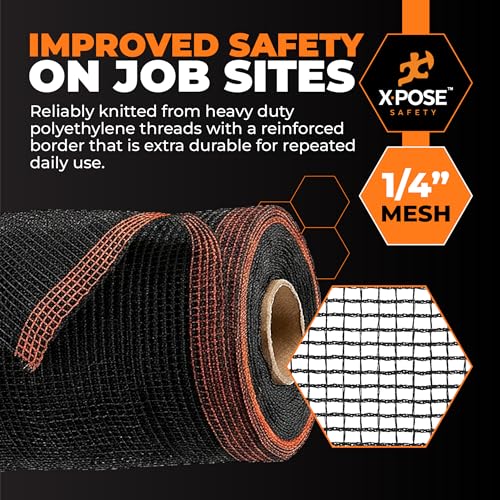 Xpose Safety Construction Safety Netting Black 4' x 150' 1/4" Mesh Debris Barrier