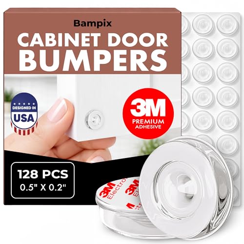 128 Pack Clear Self-Adhesive Rubber Cabinet Door Bumpers - Soft-Close Noise Reduction