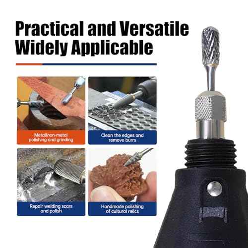 10Pcs Carbide Burr Bits Set Compatible with Dremel 1/8", Rotary Tool Bits with Double-Cut Design, Die Grinder Bits Accessories-for Metal Aluminum Wood-Stone Steel PlasticCarving Cutting Grinding