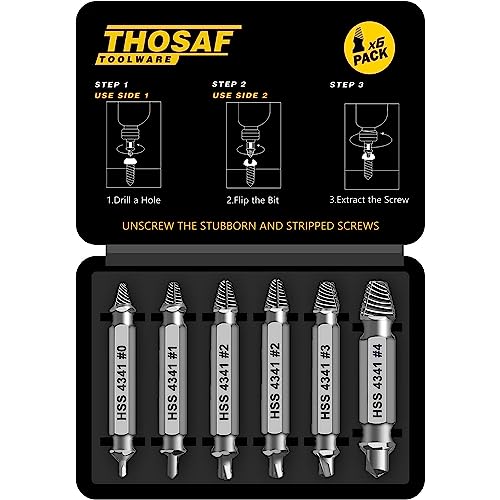 Damaged Screw Extractor Set for Removing Rusted or Broken Screws - High-Speed Steel Tools, Perfect Gift for Men & DIY Enthusiasts