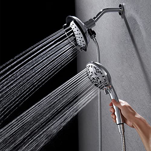 INAVAMZ 2-in-1 High Pressure Shower Head with Handheld, Silver, 1.8 GPM
