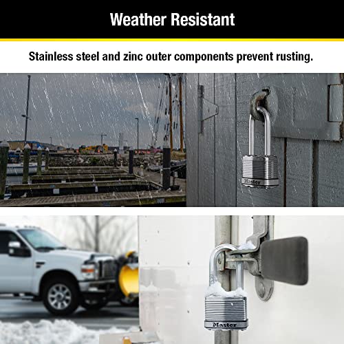 Master Lock M1XTRILH Magnum Heavy Duty Padlock with Key, 3 Pack Keyed-Alike