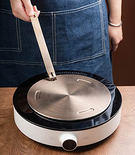 11inch Grourarty Stainless Steel Induction Heat Diffuser Plate with Handle, Gold 11inch