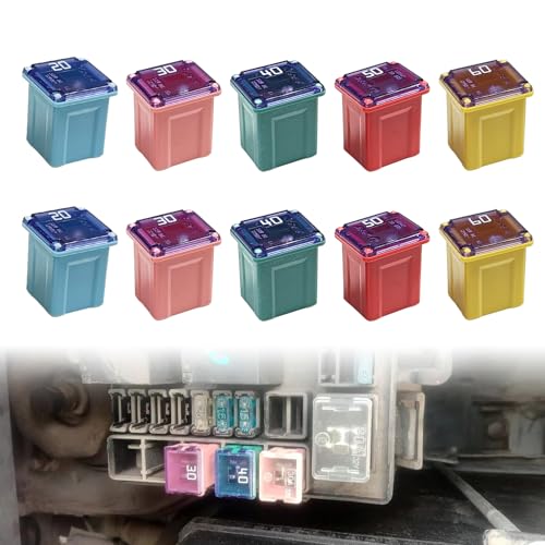 Pleoos Low Profile Jcase Fuse Kit 10Pcs for Cars Trucks SUVs - 20A-60A, Includes Color-Coded Blown Fuses (Variation: LOW)