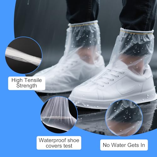 20Pcs Shoe Covers for Rain Disposable - Waterproof Plastic Clear Heavy Duty Rain Shoe Covers for Men and Women - Rain Boot Cover for Outdoor Indoors Overshoes