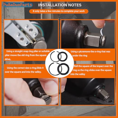 (10+10 Sets) 1/2" & 3/8" Impact Wrench Retainer Ring Kits with O-Rings Compatible with Milwaukee Electric Wrench Pneumatic