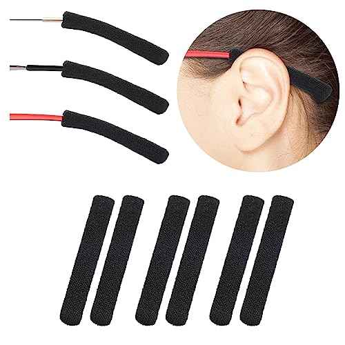 Anti-Slip Elastic Comfort Eyeglasses Temple Tips Sleeve, Soft and Well-Fitting Glasses Ear Cushion, Microstructured Fabric Glasses Ear Grip, Knitting Eyeglass Arm Cushion - Black 3 Pairs