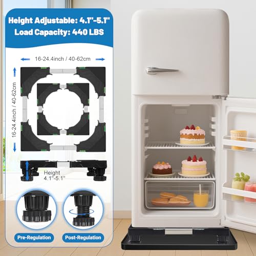 Nefish Mini Fridge Stand with 23.6 x 23.6 x 0.8 in Silicone Drip Tray – Black-Stand 23.6x26.6x0.8