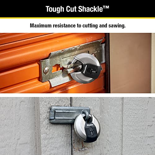 Master Lock 2-3/4-Inch Wide Disc Padlock - Keyed Alike, 2 Keys, Stainless Steel, Indoor & Outdoor Security