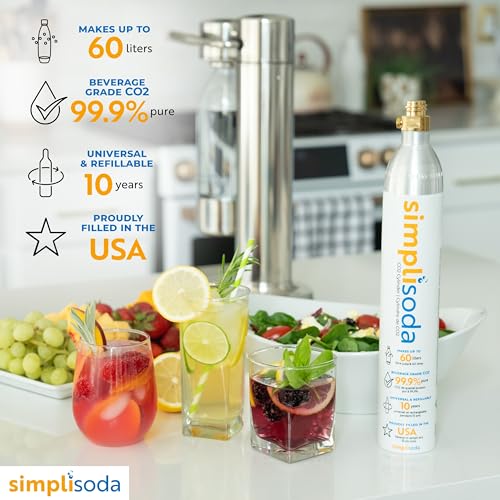 Simpli Soda 60L CO2 Canister — Screw-In Blue (14.5 oz) for Soda Makers
