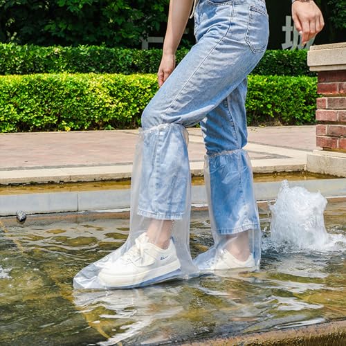 10 Pairs Disposable Shoe Covers, Waterproof Anti-Slip and Dirt-Resistant Shoes Cover for Rain Plastic Boot for Outdoor Activities, Home Cleaning, Gardening Work (Transparent)