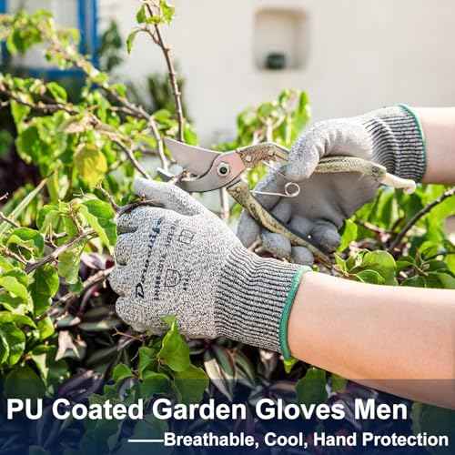 Dowellife Level 5 Cut Resistant Work Gloves for Men & Women, PU Coated Breathable Gardening Gloves, Thin Flexible Firm Grip