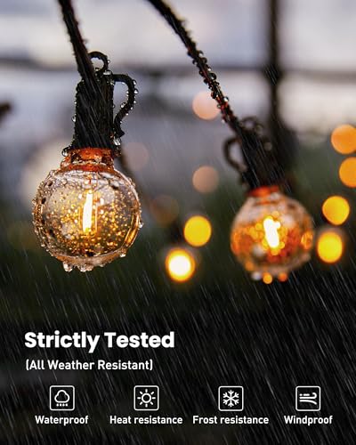 Brightown 29FT Black Outdoor String Lights G40 LED Waterproof Patio Lighting